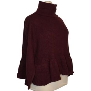 New Opelia Roe Cowl Peplum Oversized Sweater Size S fits like L, Plum Color
